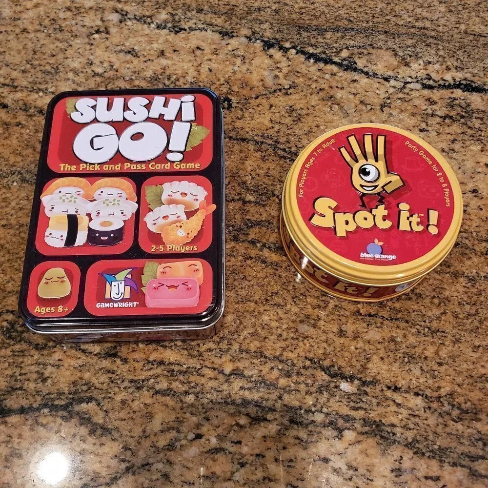 (Set of 2) Spot It and Sushi Go Kids Games